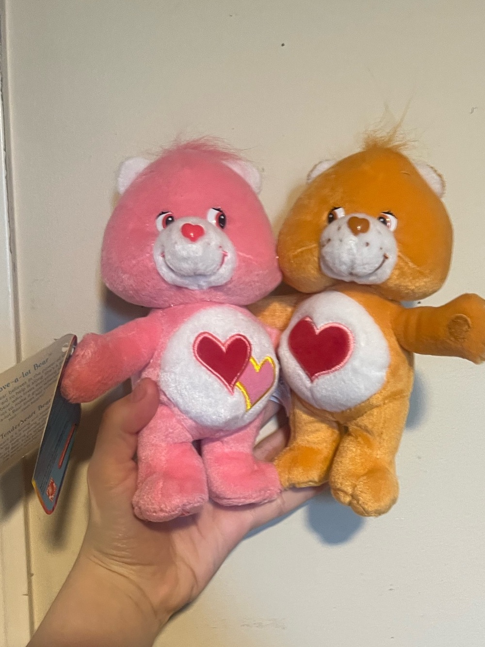 BNWT Vintage 2002 Care Bears Cuddle Pairs Love-a-Lot & Tenderheart Bear Plush